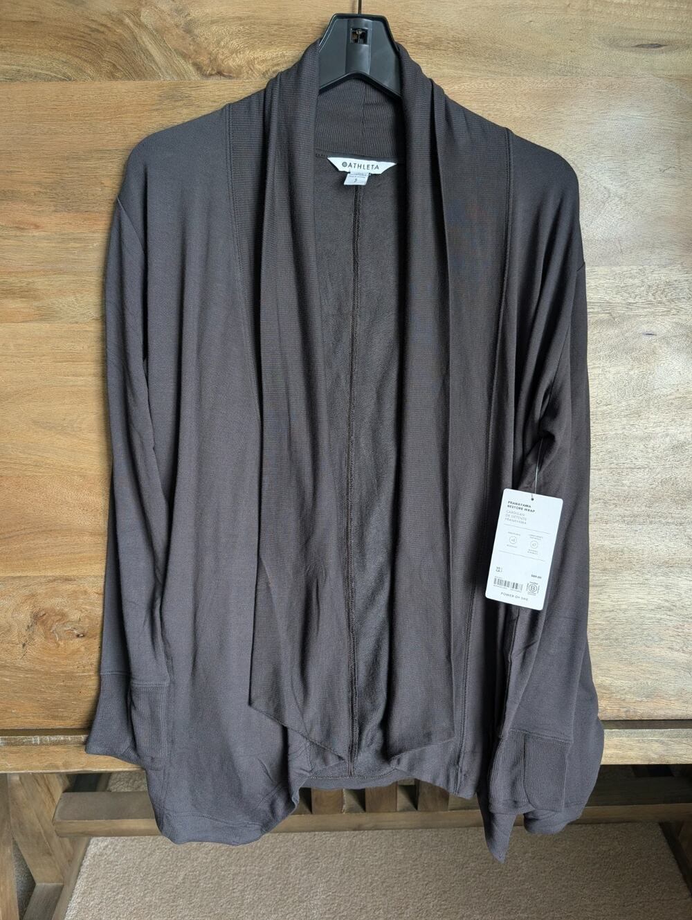 Athleta Pranayama Restore Wrap Womens Small Petite P Charcoal Gray Cardigan NWT